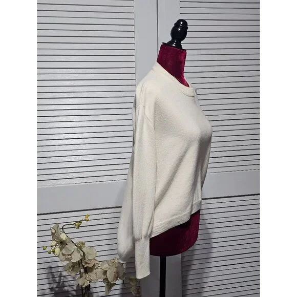 Cedric Charlier Women's Ivory Wool Cashmere High-Low Sweater Pullover Sz 6 3176 - Picture 3 of 13